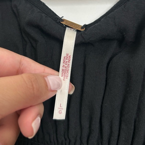 Free People Tie Front String of Hearts Maxi Dress Boho Black size large - Picture 12 of 14